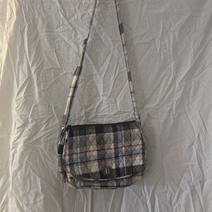 Vera Bradley Quilted Plaid Crossbody in Black, White, Blue, Red